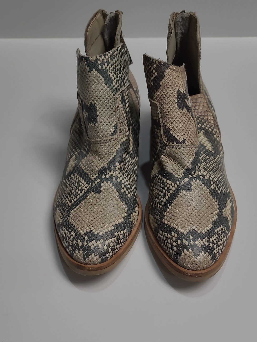 Dolce Vita Tavin Snakeskin Print Stella Ankle Boots - Neutral Tones - Size 9.5